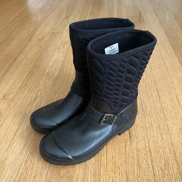 Sperry Women's Walker Gray Rope Embossed Waterproof Rain Boots Black Size 9 - Picture 1 of 10